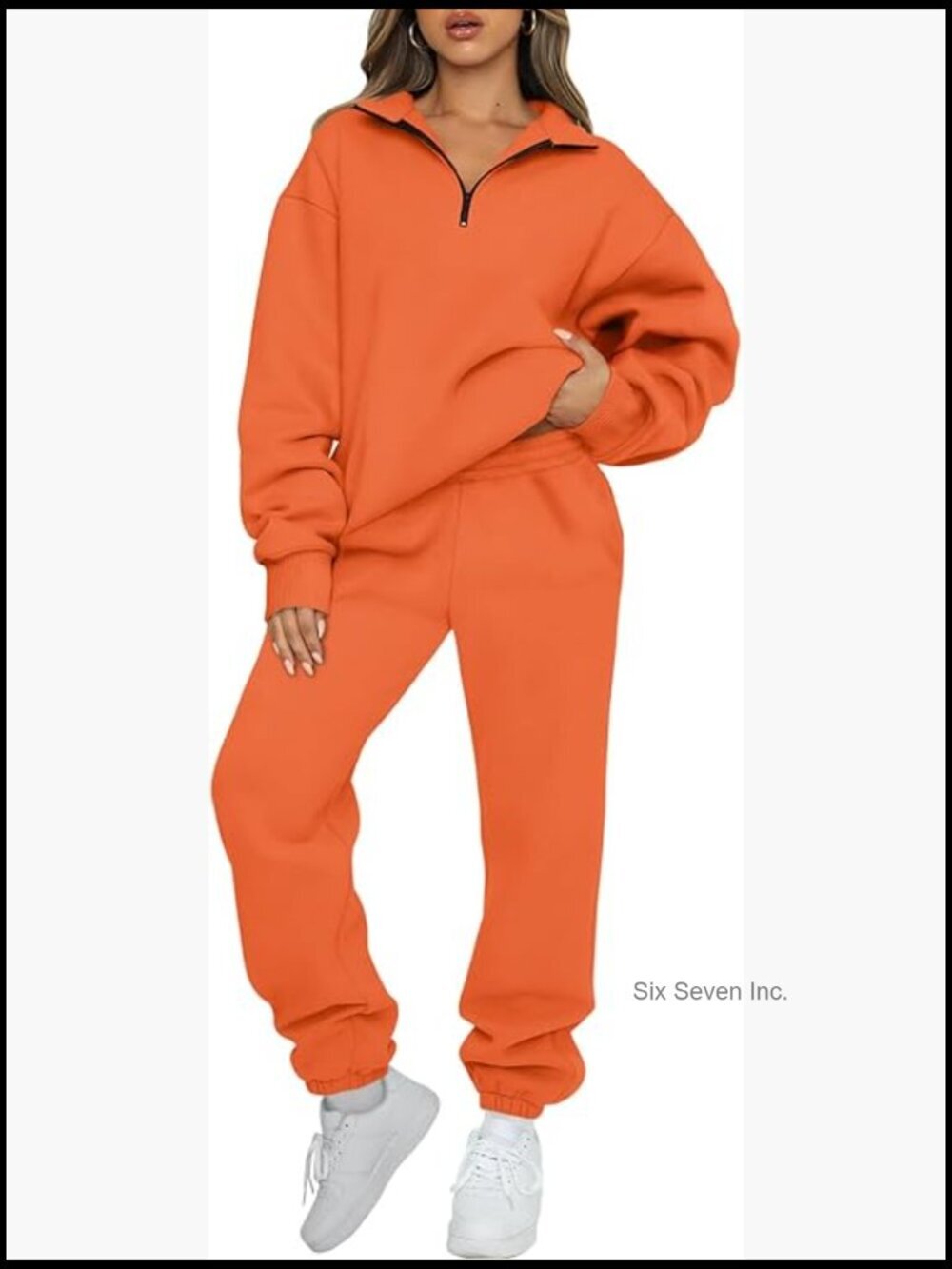 Half Zip Pullover and Baggy Sweatpants Set with Pockets